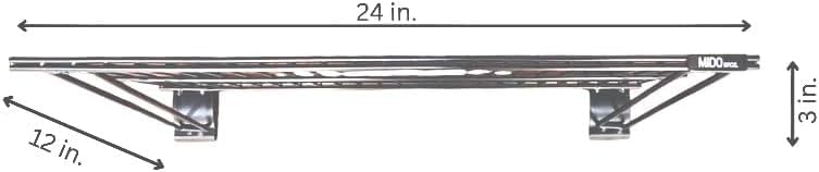 MIDO BROS. Slatwall Wire Metal Shelf Heavy Duty Adjustable Steel Slat Wall Mount Shelves for Garage Storage & Retail Display (24" x 12") Pack of 2 (Silver) - Image 3